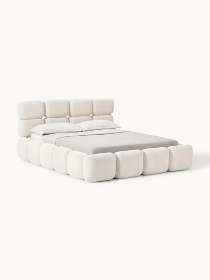 Taymonde Upholstered Bed in Teddy Bouclé with Storage