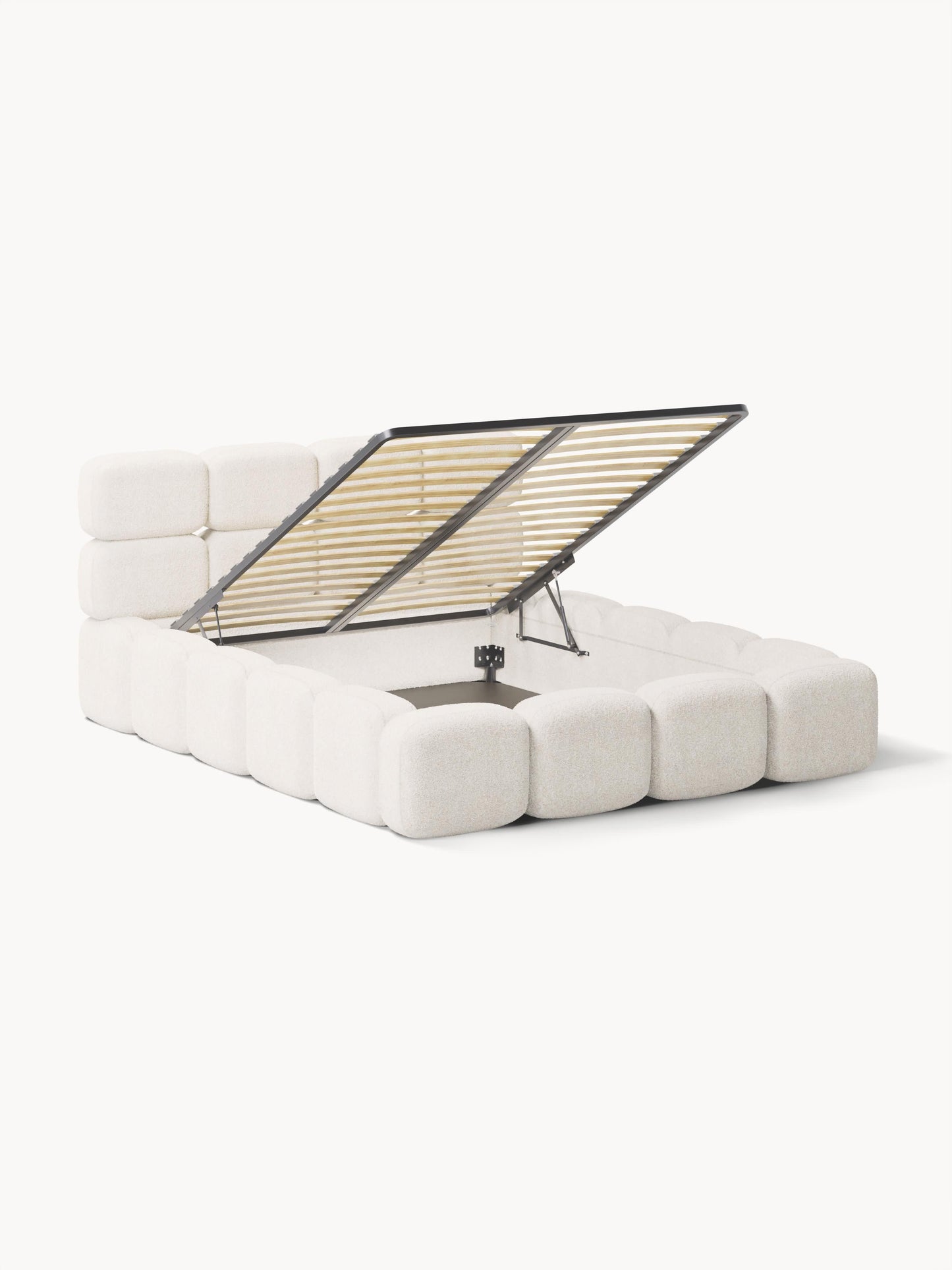 Taymonde Upholstered Bed in Teddy Bouclé with Storage