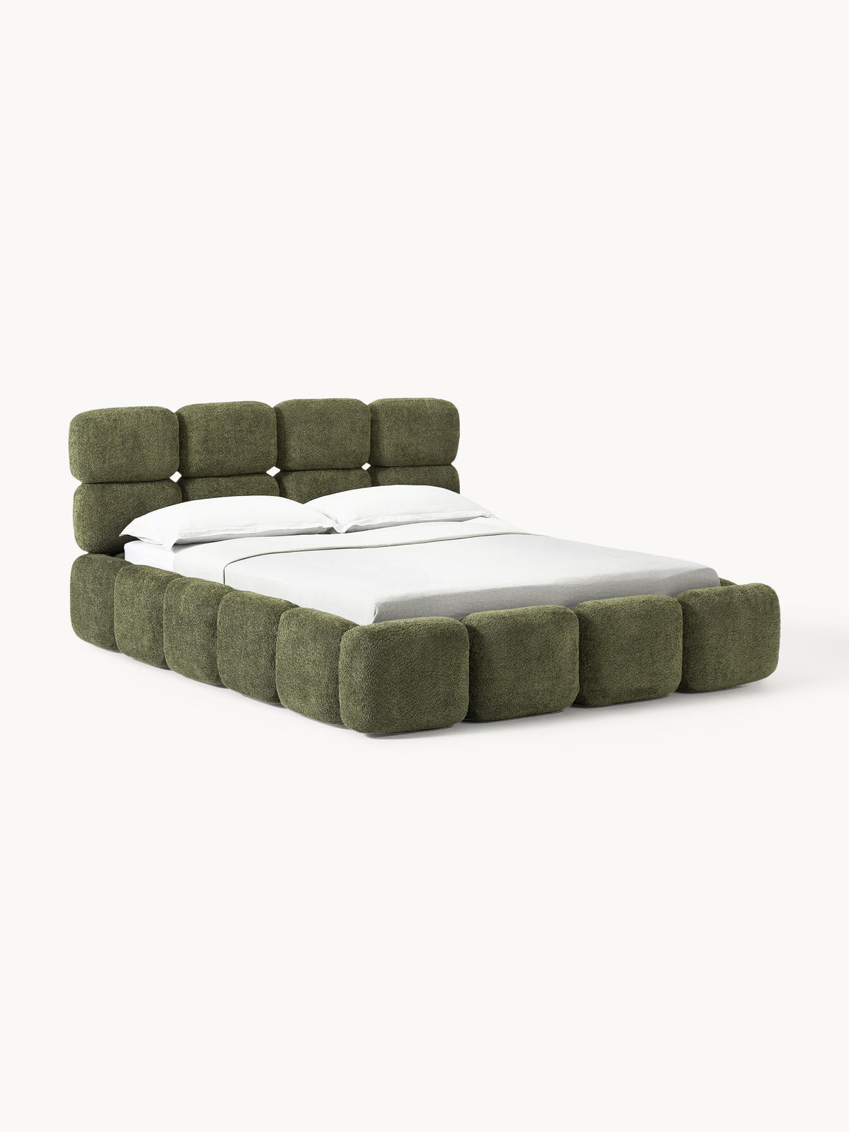 Taymonde Upholstered Bed in Teddy Bouclé with Storage