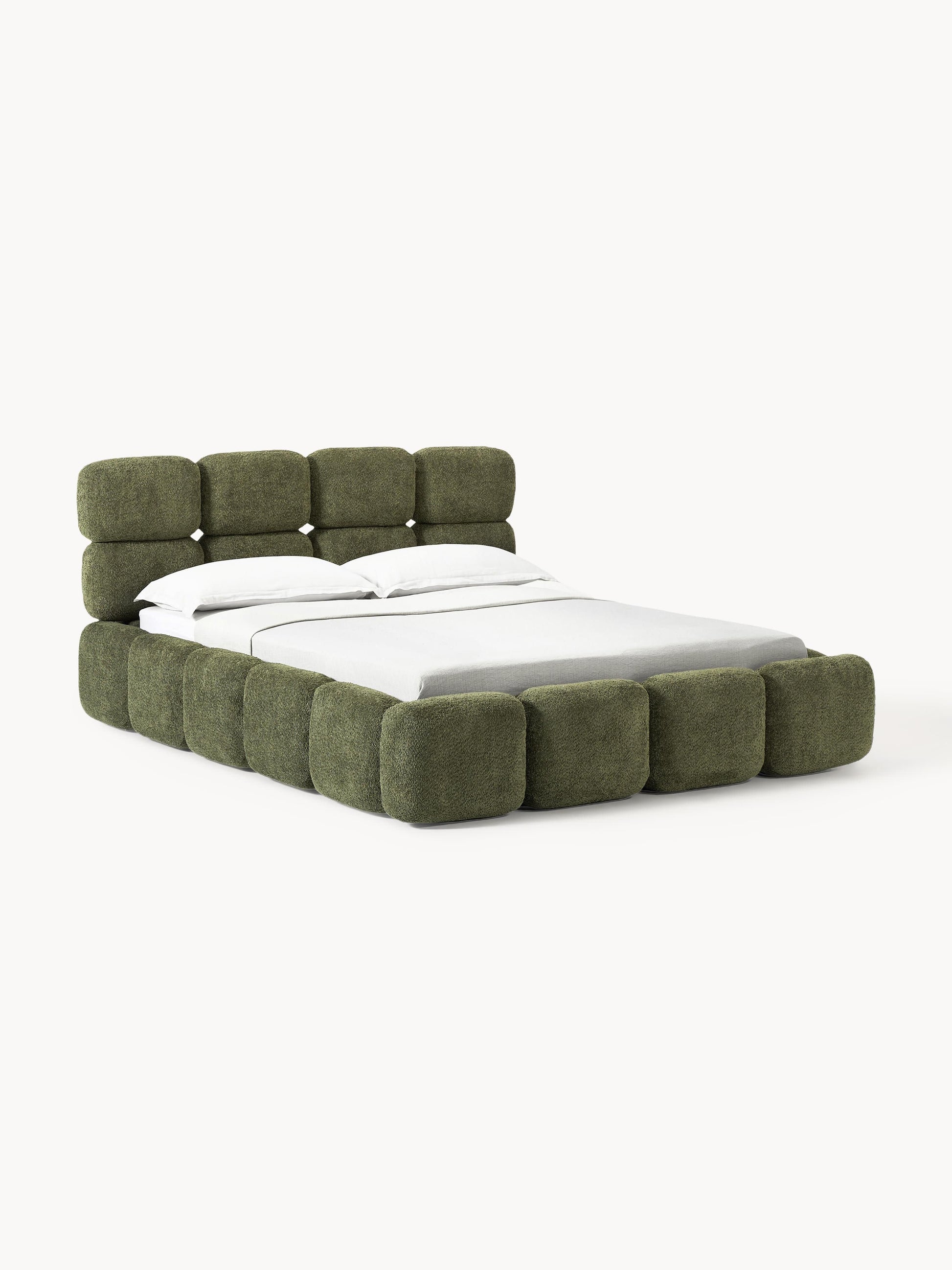 Taymonde Upholstered Bed in Teddy Bouclé with Storage