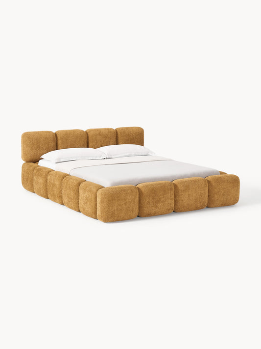 Taymonde Upholstered Bed in Teddy Bouclé with Storage