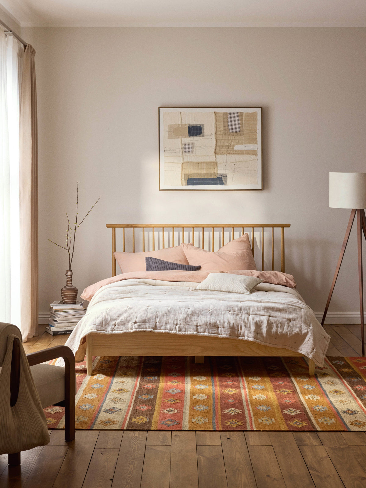 Winsloven Wooden Bed with Pine Headboard