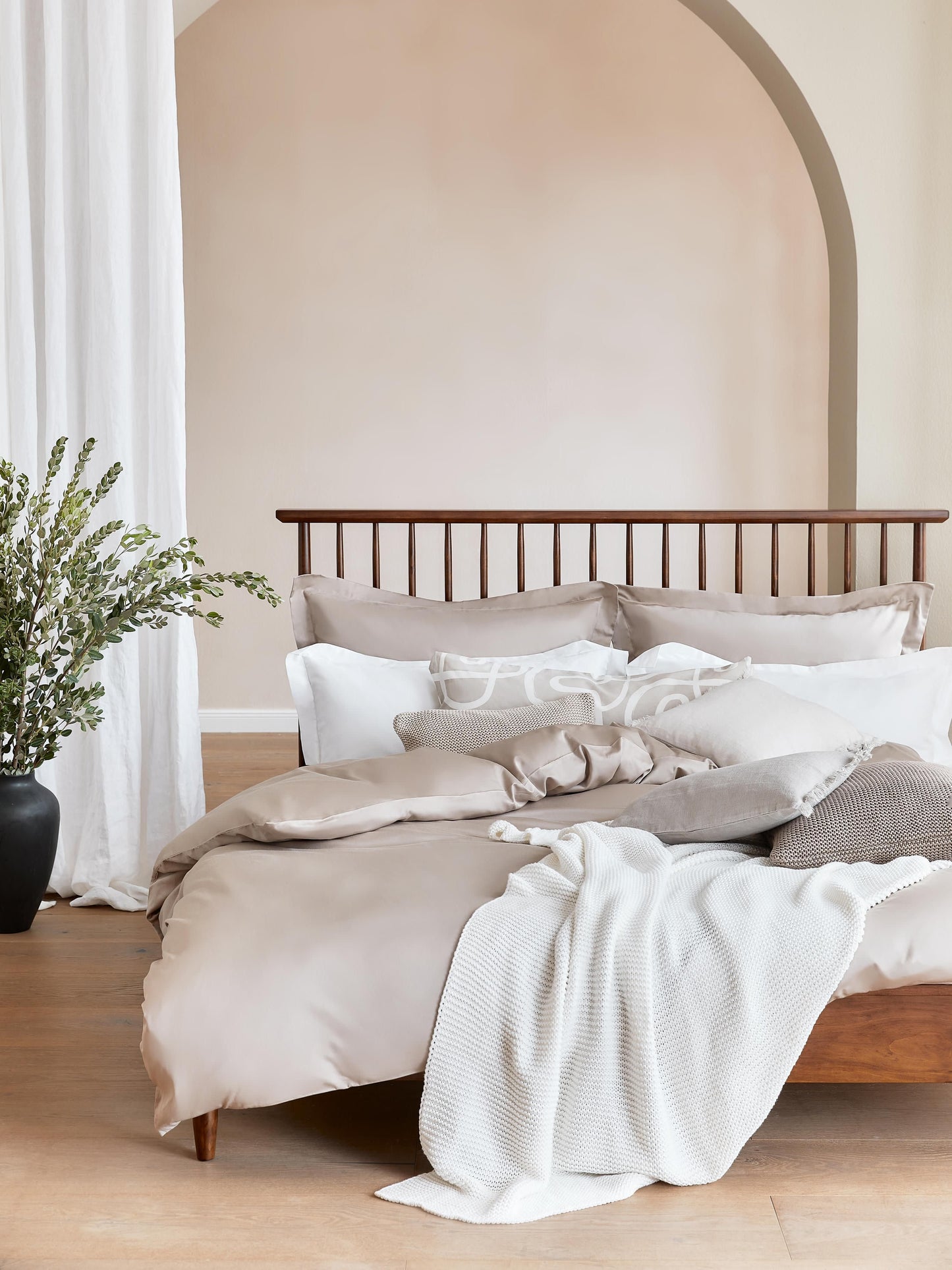 Winsloven Wooden Bed with Pine Headboard