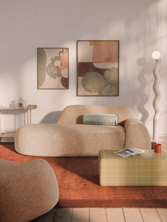 Wolquende Bouclé Sofa (2-Seater) with Chaise Longue