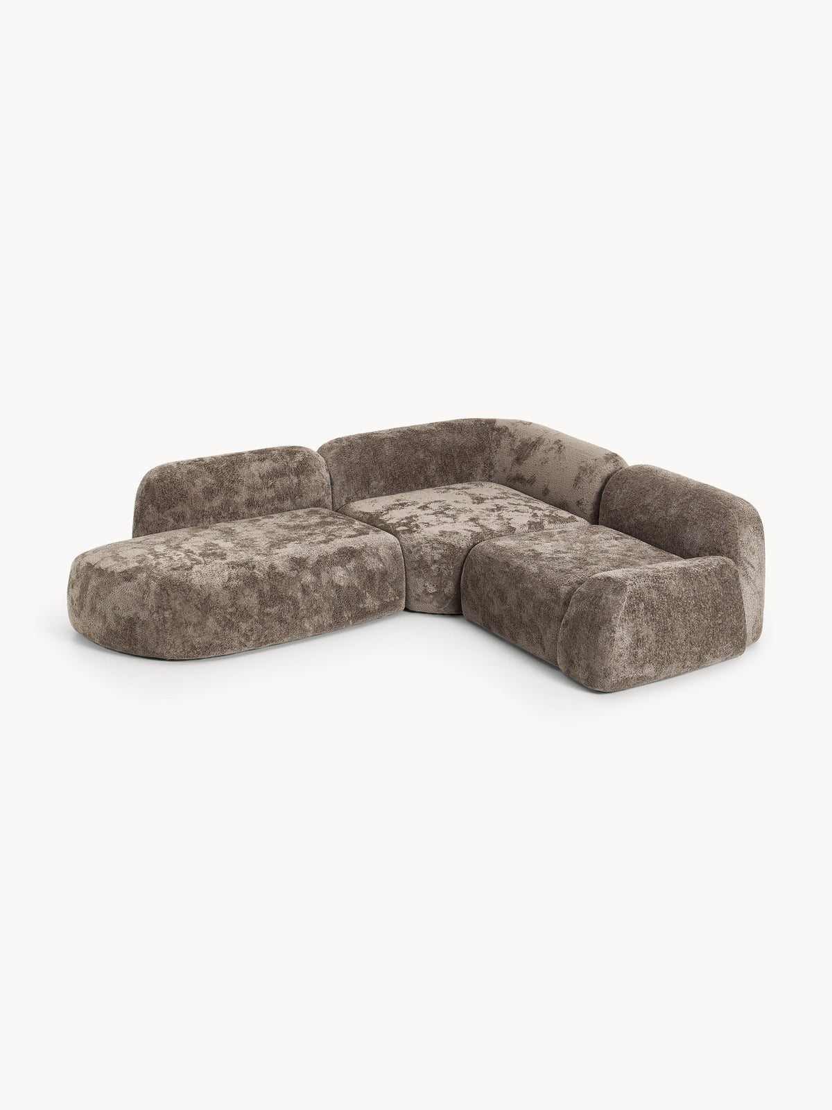 Wolquende Modular Teddy Bouclé Corner Sofa (4-Seater) with Chaise Longue