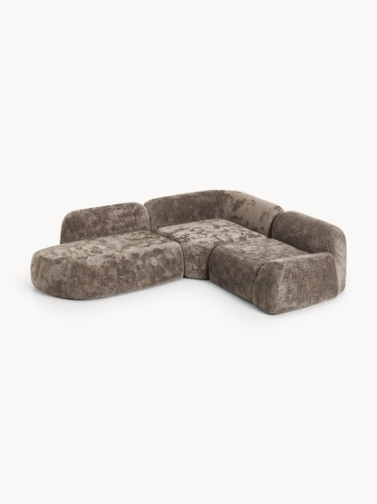 Wolquende Modular Teddy Bouclé Corner Sofa (4-Seater) with Chaise Longue
