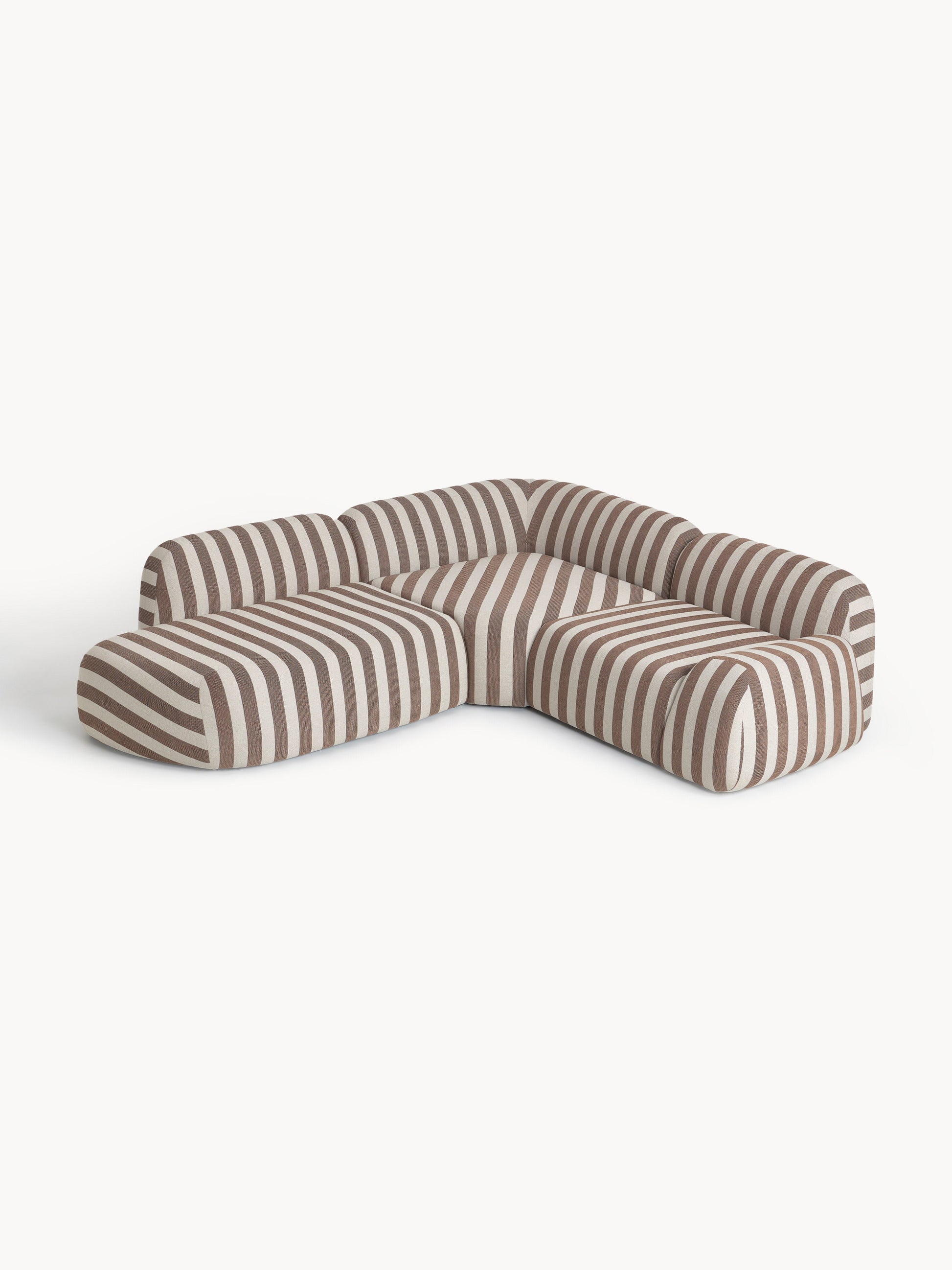 Wolquende Striped Modular Corner Sofa (4-Seater) with Chaise Longue