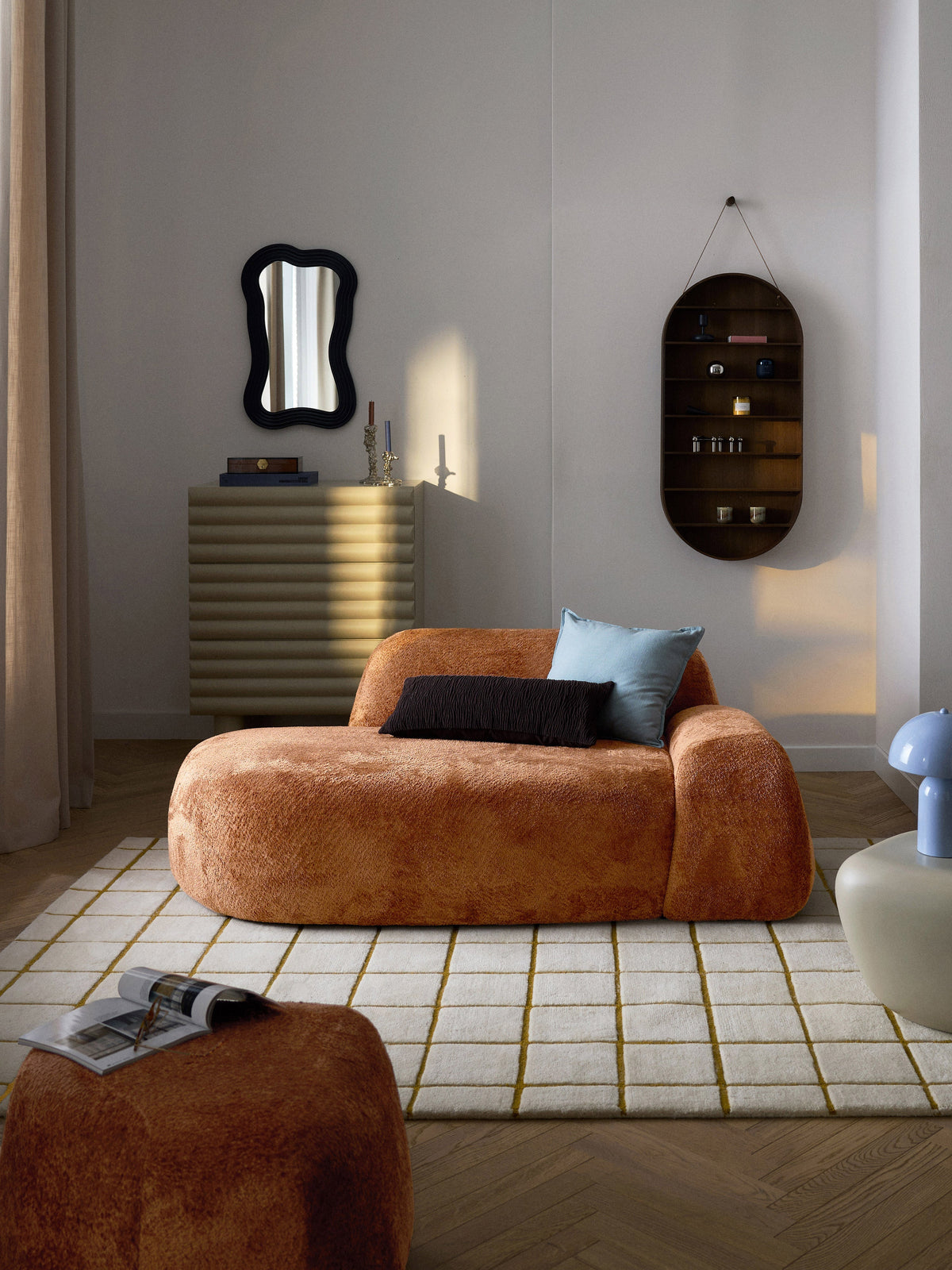 Wolquende Teddy Bouclé Sofa (2-Seater) with Chaise Longue