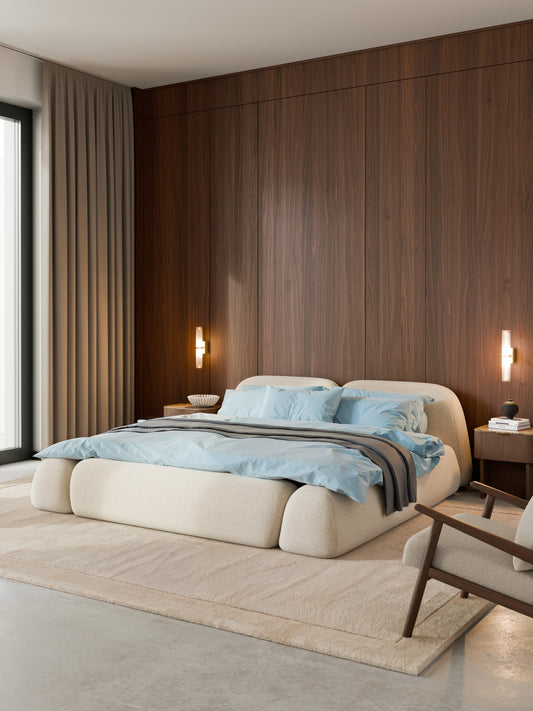 Wolquende Upholstered Bed in Bouclé