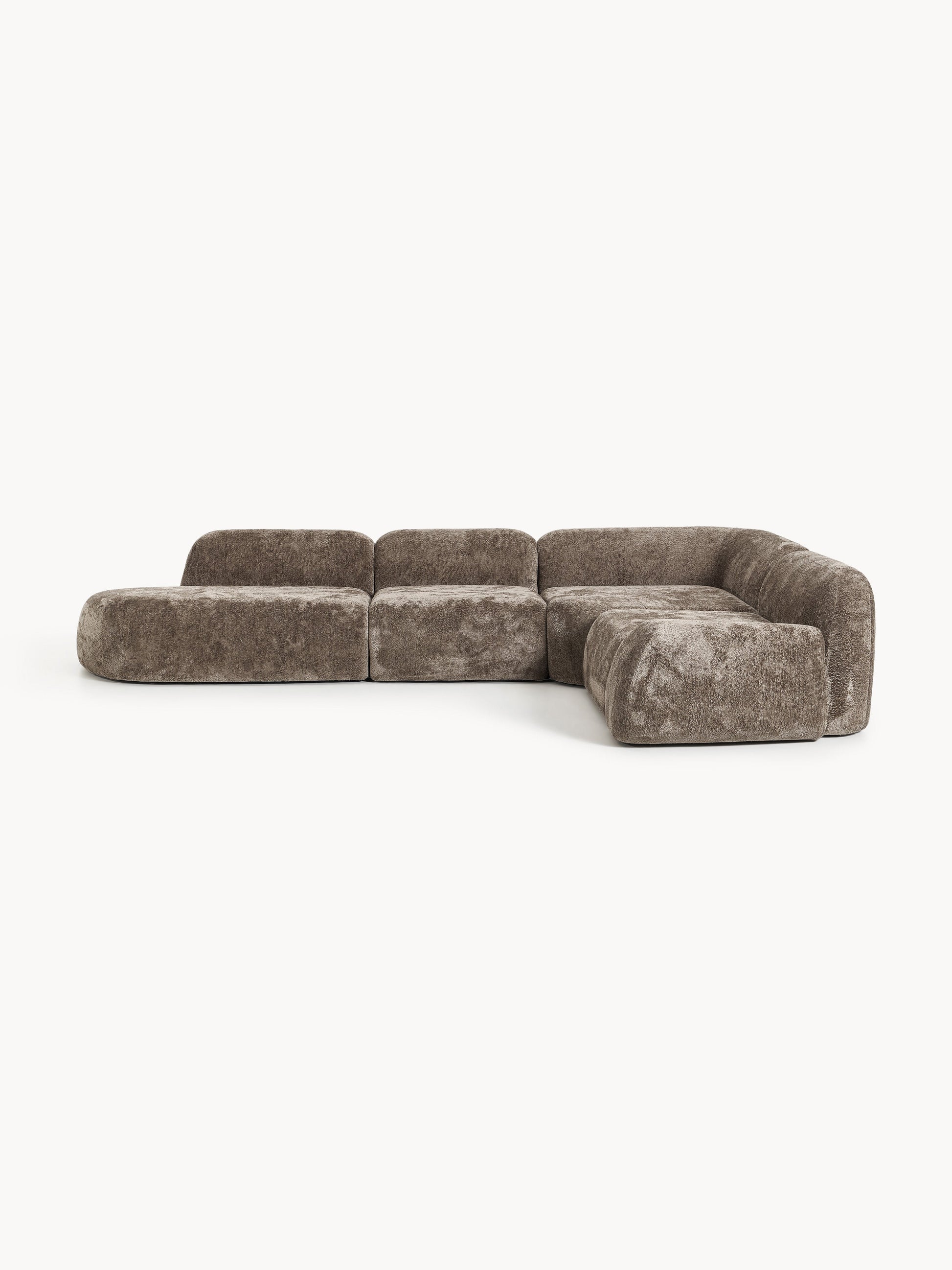 Wolquende XL Modular Corner Sofa in Teddy Bouclé with Chaise Longue