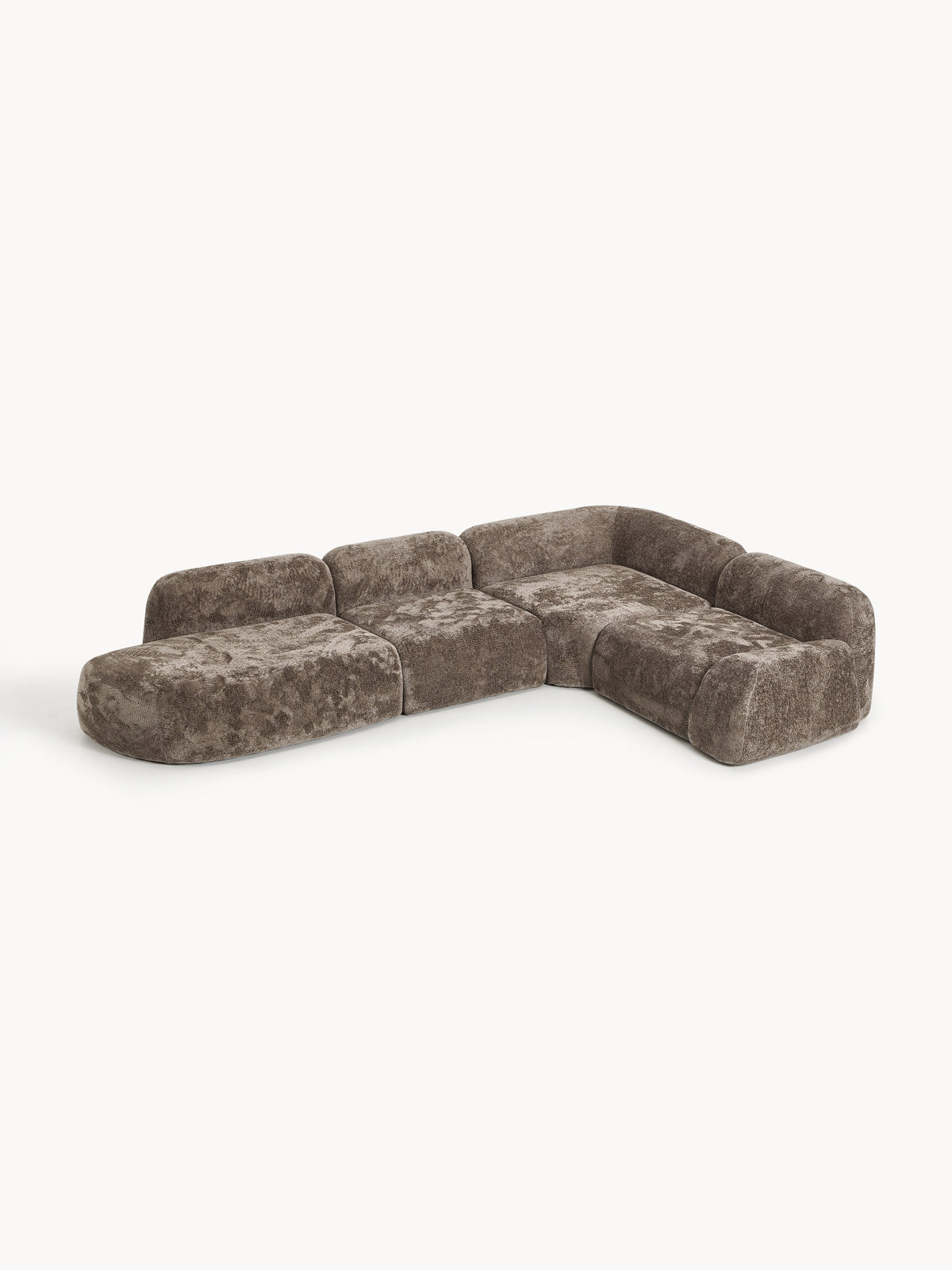 Wolquende XL Modular Corner Sofa in Teddy Bouclé with Chaise Longue