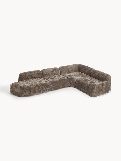 Wolquende XL Modular Corner Sofa in Teddy Bouclé with Chaise Longue
